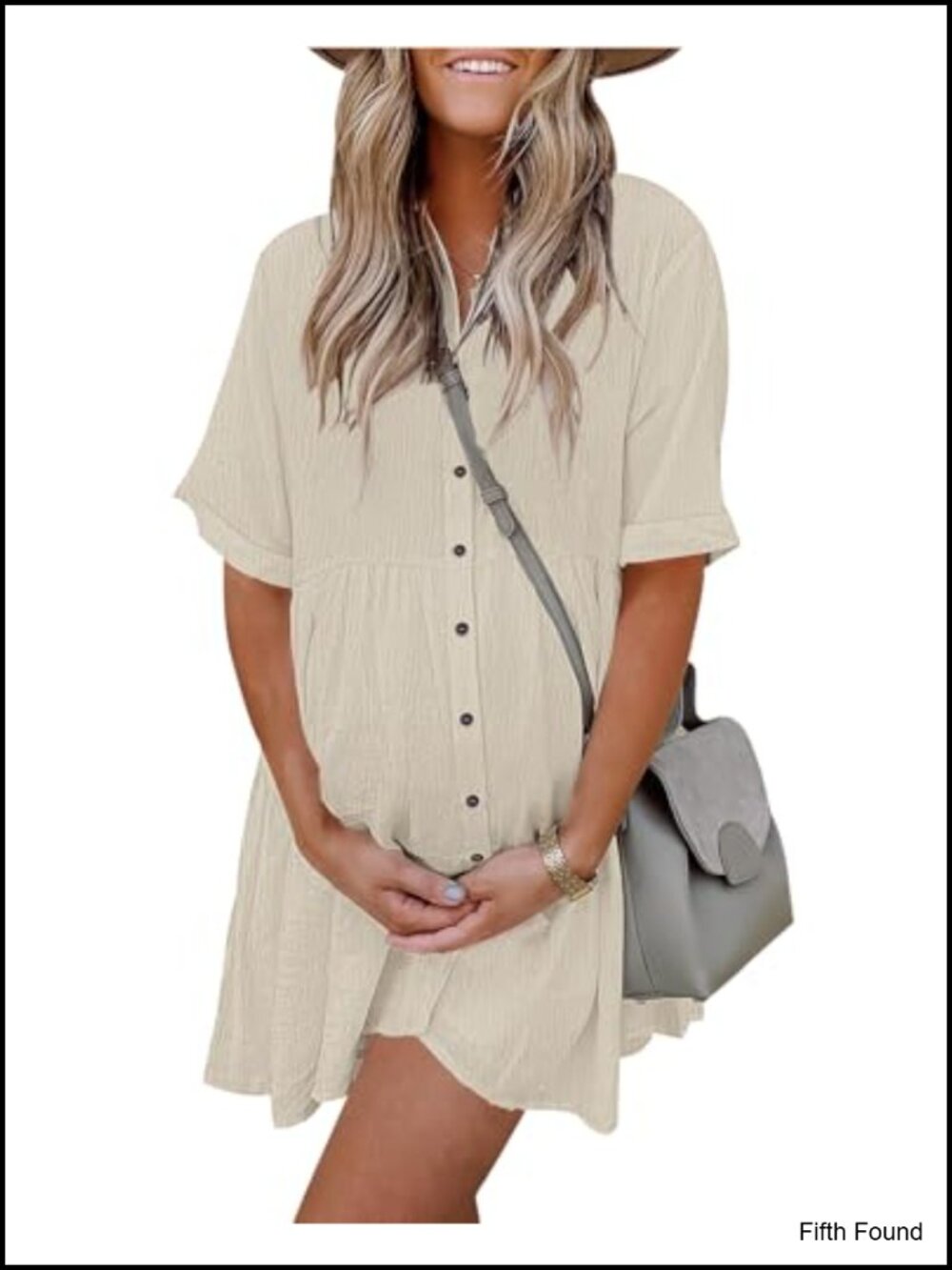 Women's Babydoll Dress Short Sleeve Button Down with Pockets - Picture 1 of 6